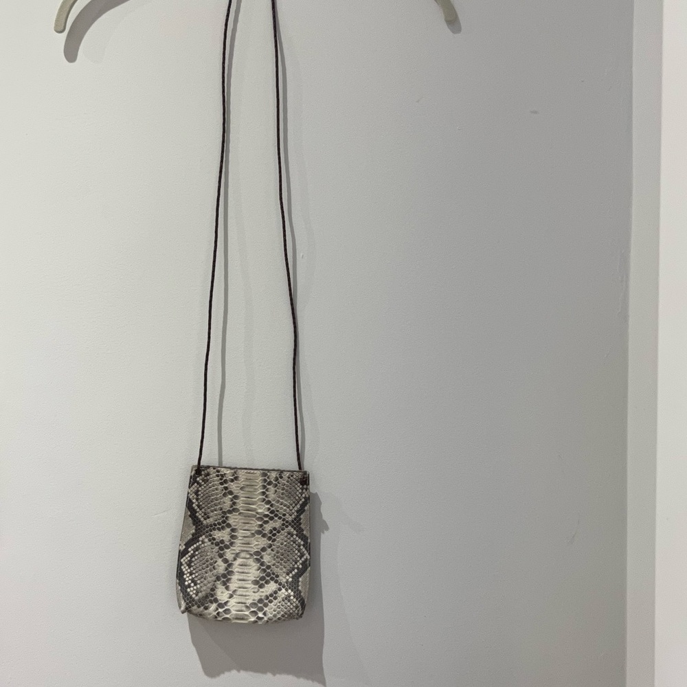 B. May Cell Pouch - Python Purse with 24” Leather Strap